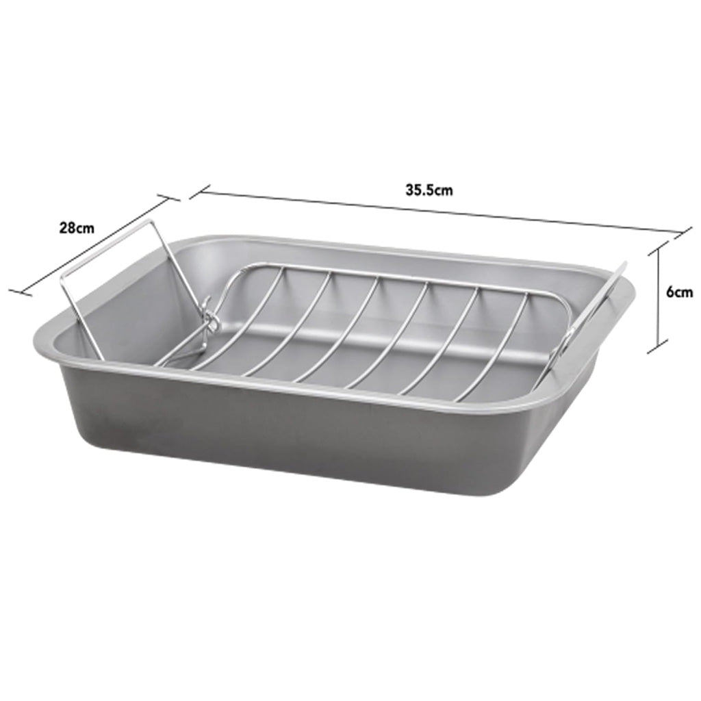 36cm Deep Roasting Tin with Stainless Steel Curved Roasting Rack