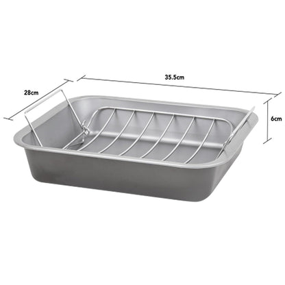 36cm Deep Roasting Tin with Stainless Steel Curved Roasting Rack