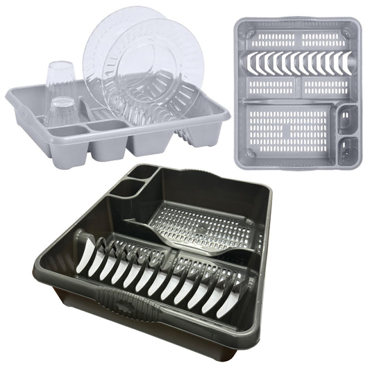 Silver or Black Large Dish Drainer With Integral Handles