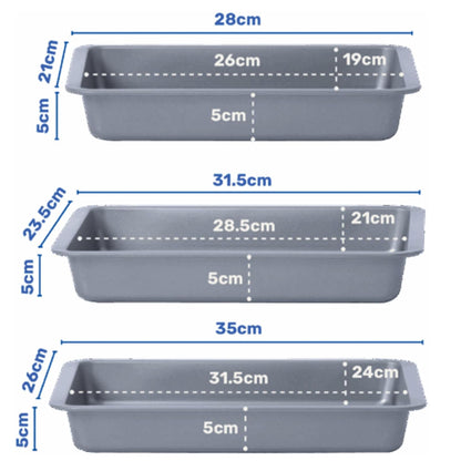 3 Pack Essentials 0.29 Deep (35cm, 31cm & 28cm) Non-Stick Oven Baking Tray Set