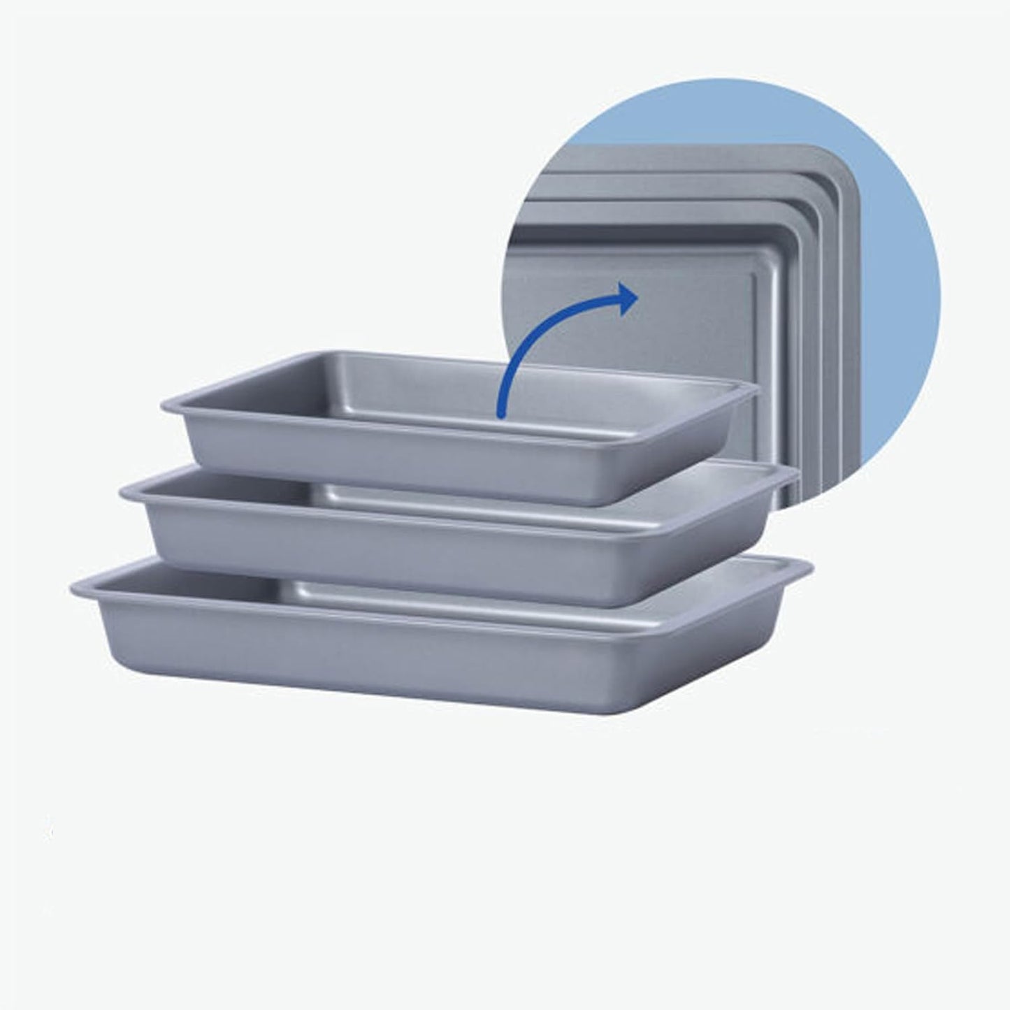 3 Pack Essentials 0.29 Deep (35cm, 31cm & 28cm) Non-Stick Oven Baking Tray Set