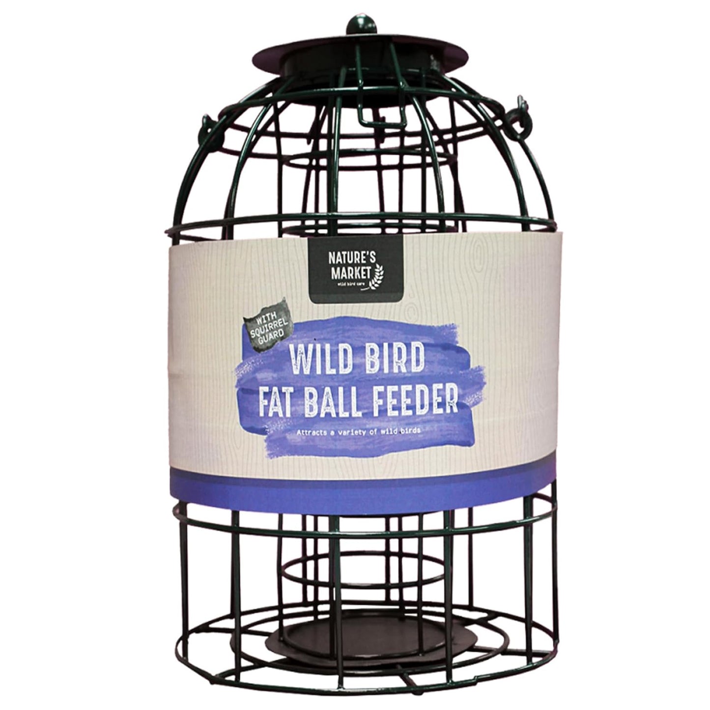 Metal Hanging Fat Ball, Nut & Seed Feeder With Bird Cage