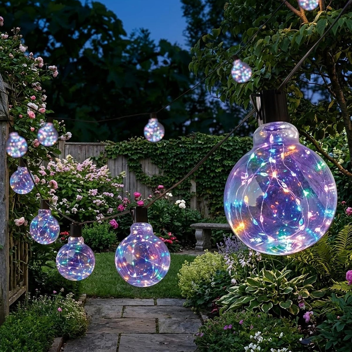 Waterproof Festoon Garden Lights - Multi Colour Galaxy Firefly Christmas Decor