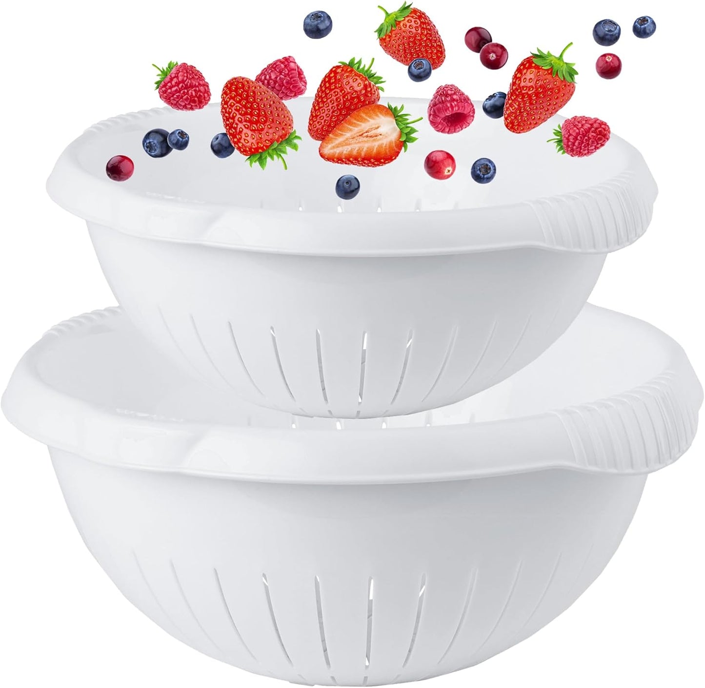 Multi Purpose 30cm Ice White Colander Filter Basket