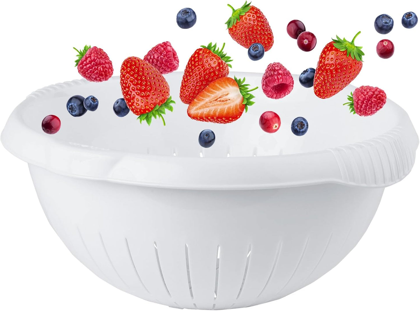 Multi Purpose 30cm Ice White Colander Filter Basket