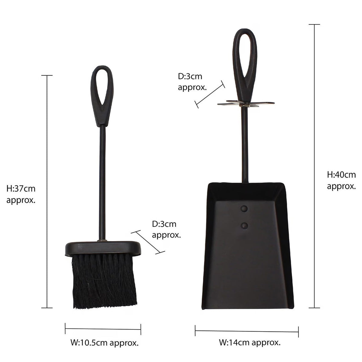 Fireside Ash Brush & Shovel Set Durable Fireplace, Stove & BBQ Cleaner