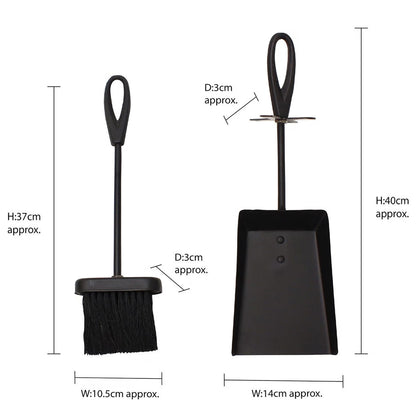Fireside Ash Brush & Shovel Set Durable Fireplace, Stove & BBQ Cleaner
