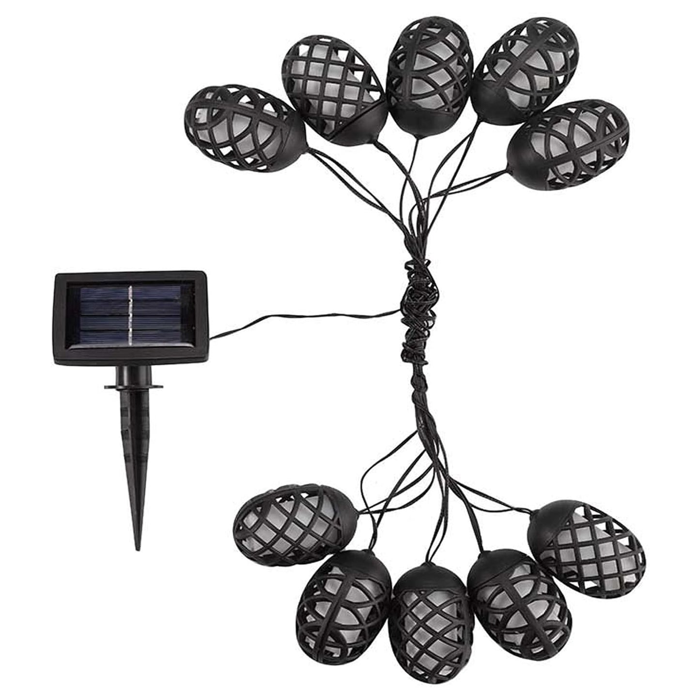 Set of 10 Solar Outdoor Flame Effect LED Hanging Lanterns for Patio & Shrub Decor
