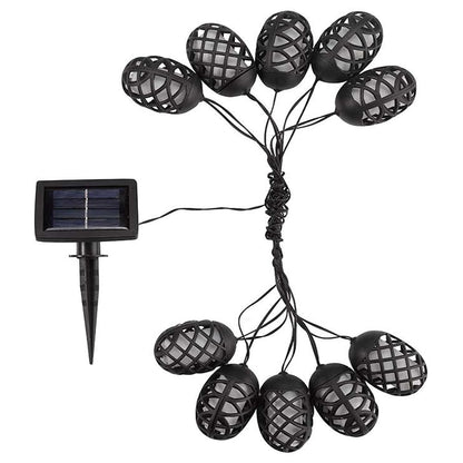 Set of 10 Solar Outdoor Flame Effect LED Hanging Lanterns for Patio & Shrub Decor