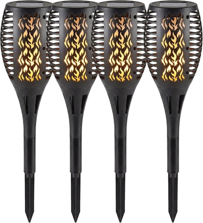 Solar Realistic Flame Torch Lights Waterproof Outdoor Garden Patio Pathway Decor