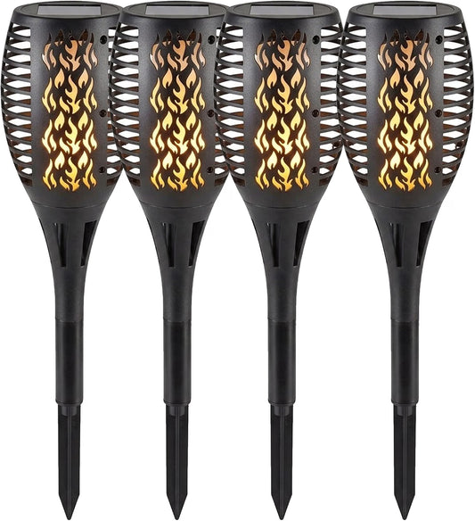 Solar Realistic Flame Torch Lights Waterproof Outdoor Garden Patio Pathway Decor