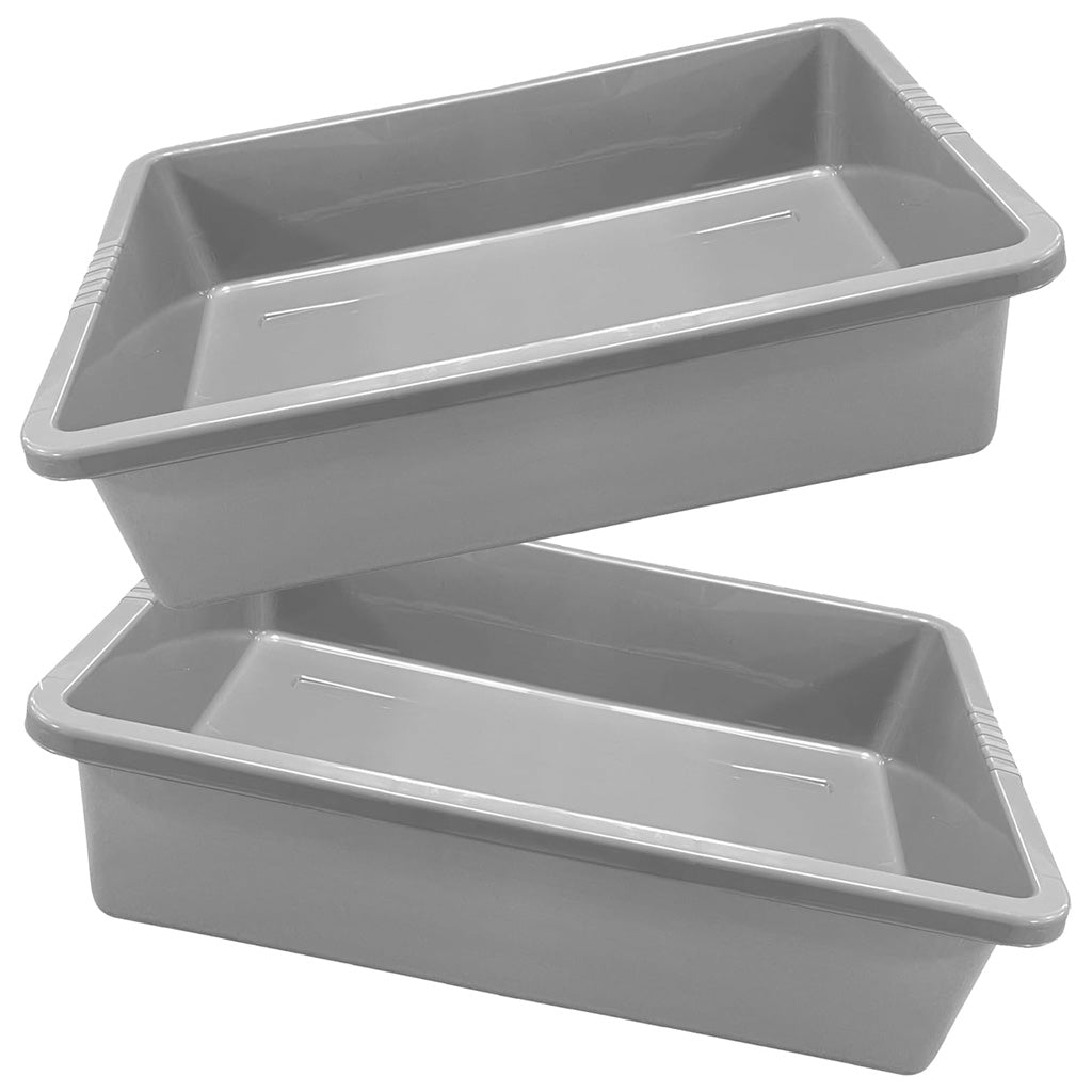Rectangular Household Items Grey Deep Multipurpose Plastic Rectangular Household Trays – Storm ...