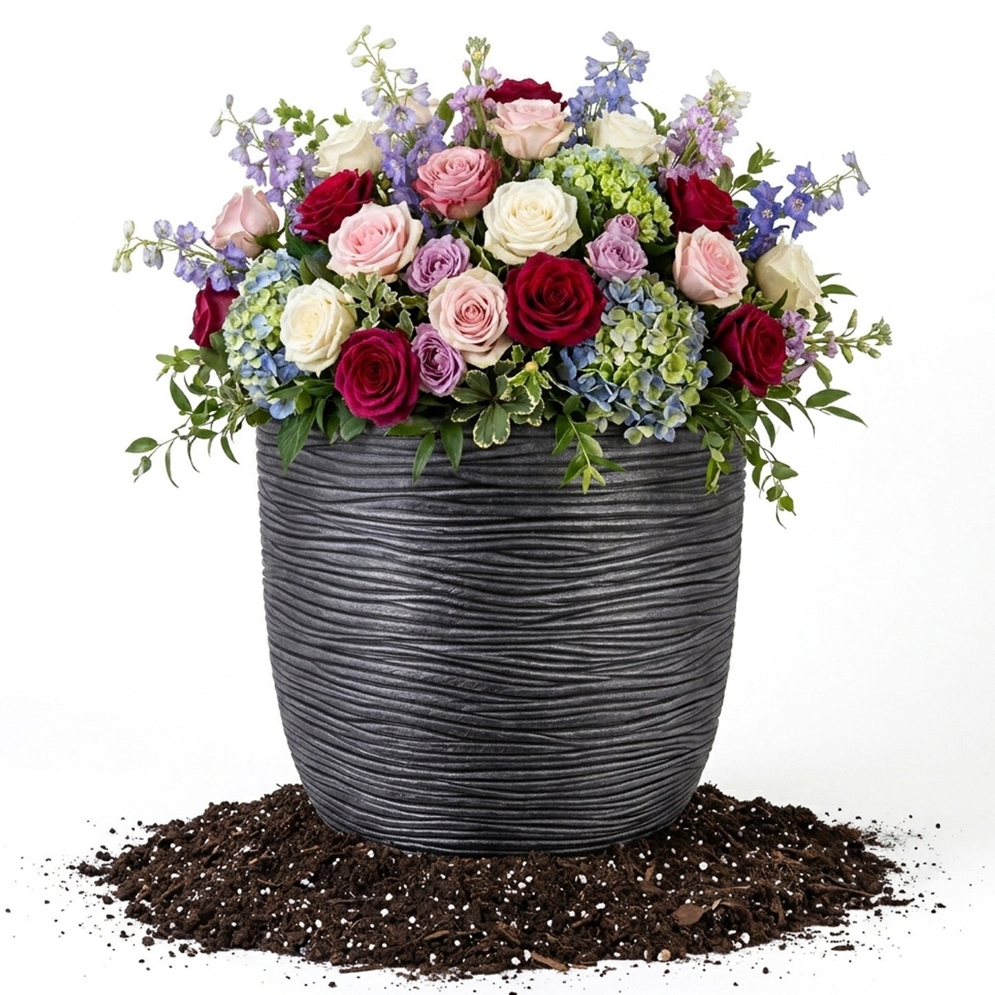 Extra Large Round Grey Flower Tree Planter For Home & Garden