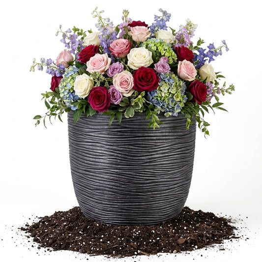 Extra Large Round Grey Flower Tree Planter For Home & Garden