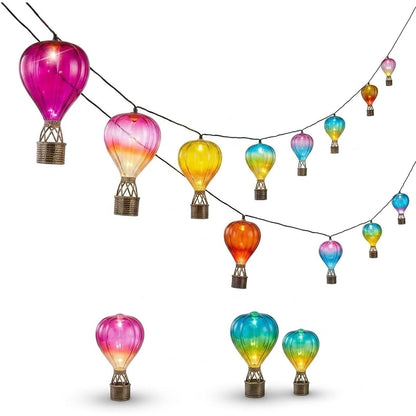 Hot Air Balloon String Lights 4.7m Outdoor Fairy Lights LED Solar Multi Coloured