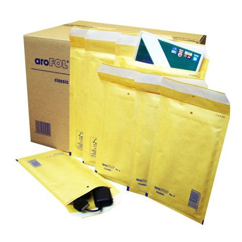 Size 1 (100 x 165mm) Arofol Classic Gold Bubble Lined Envelopes Bags