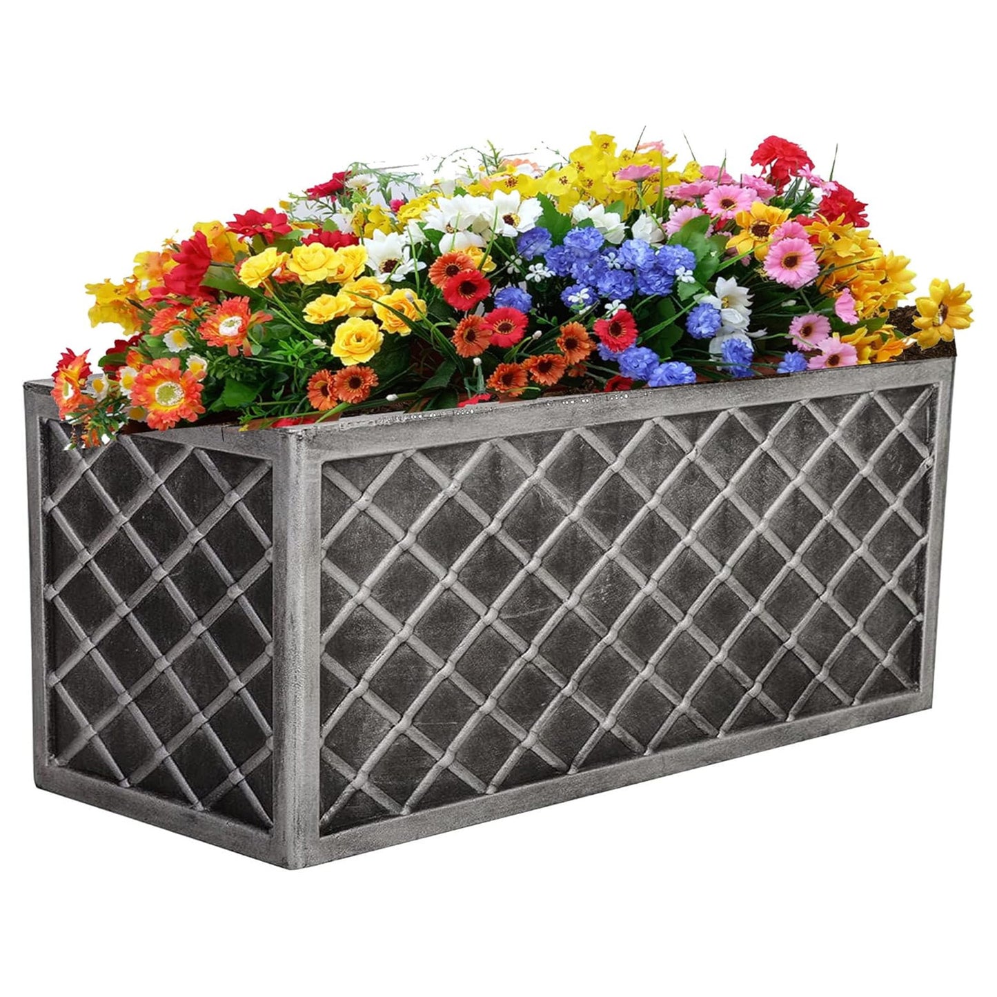 70cm Grey Lazio Stylish Grey Pewter Trough Garden Summer Planter