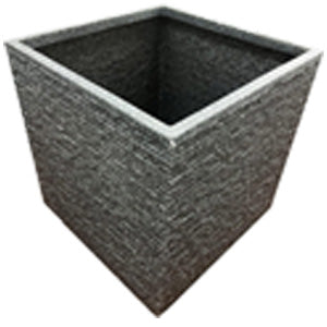Lazio Effect & Slate Brick Effect Large Garden Flower Planters In Pewter Grey