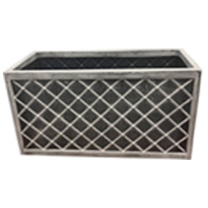 Lazio Effect & Slate Brick Effect Large Garden Flower Planters In Pewter Grey