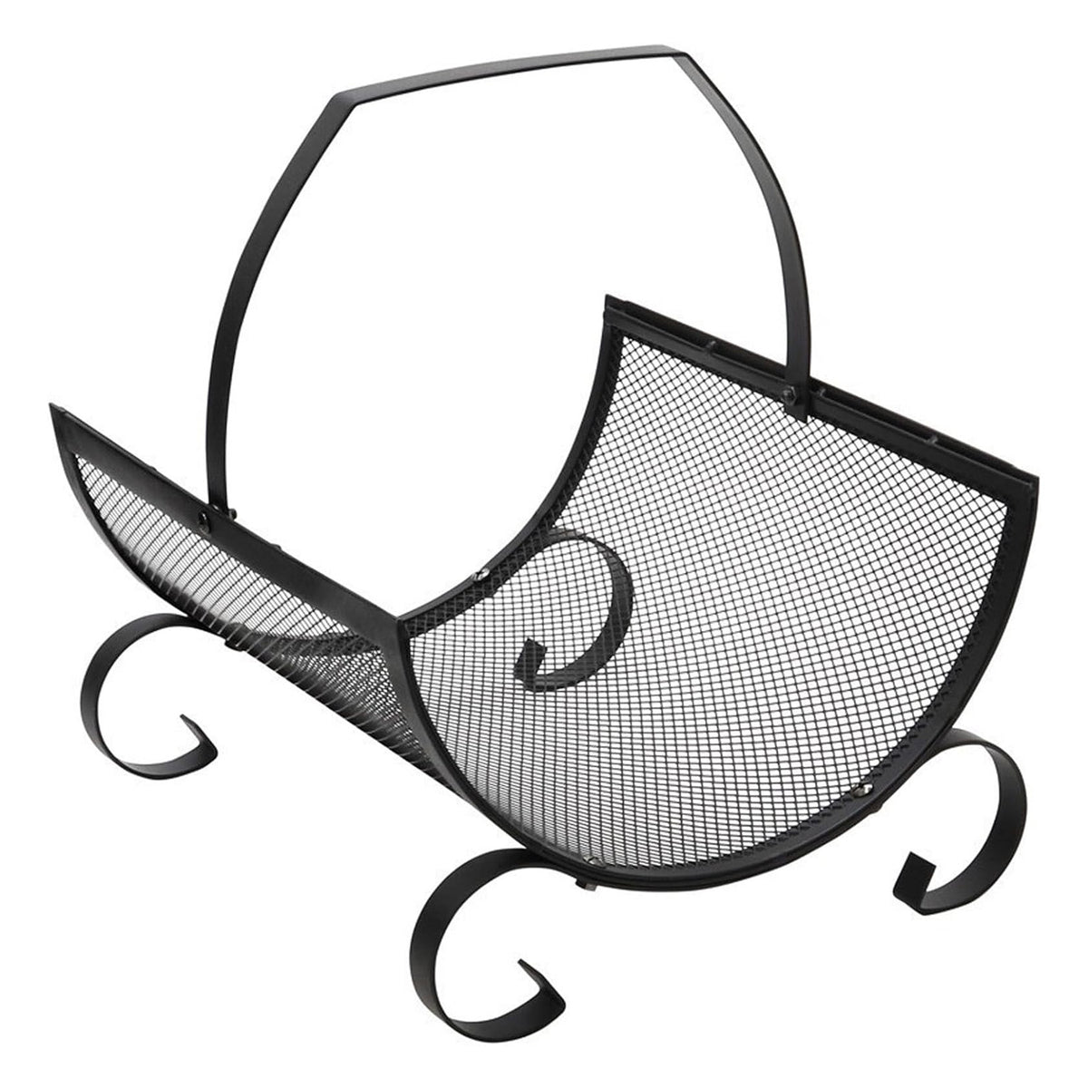 Heavy Duty Steel Log Holder - Indoor/Outdoor Firewood Storage Rack & Handle