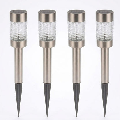 4 Pack Martini Solar Outdoor Lights, Stainless Steel, Bright White LED