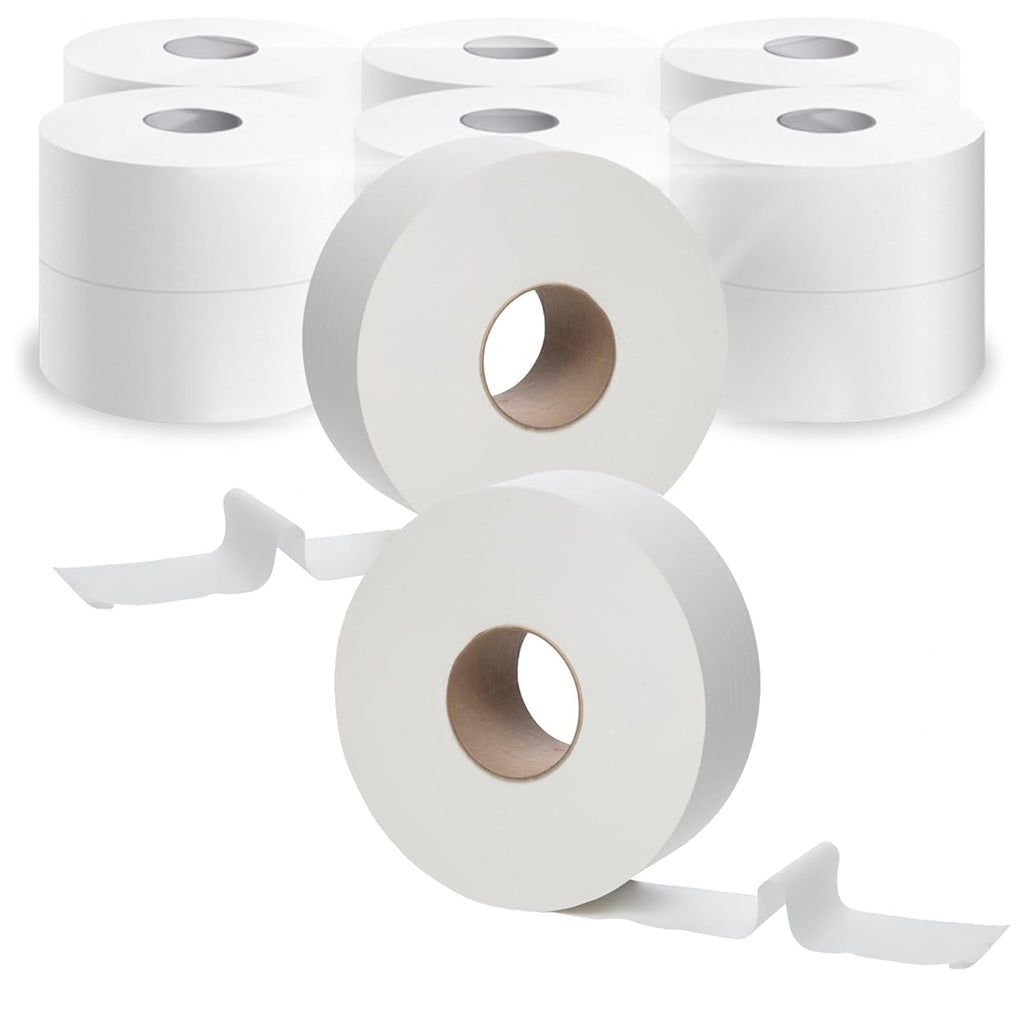 2 Ply Mini White Jumbo Toilet Rolls For Home, Shops & Work Places