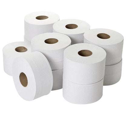 2 Ply Mini White Jumbo Toilet Rolls For Home, Shops & Work Places