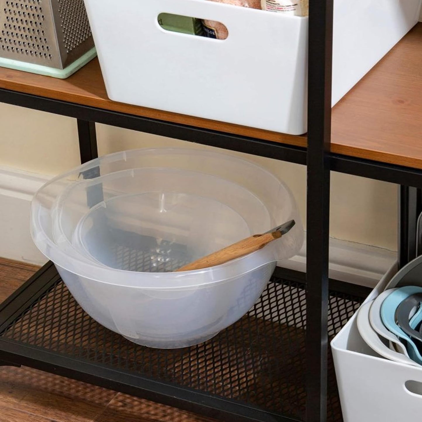 2L Clear Plastic Mixing Bowl for Food Prep BPA Free