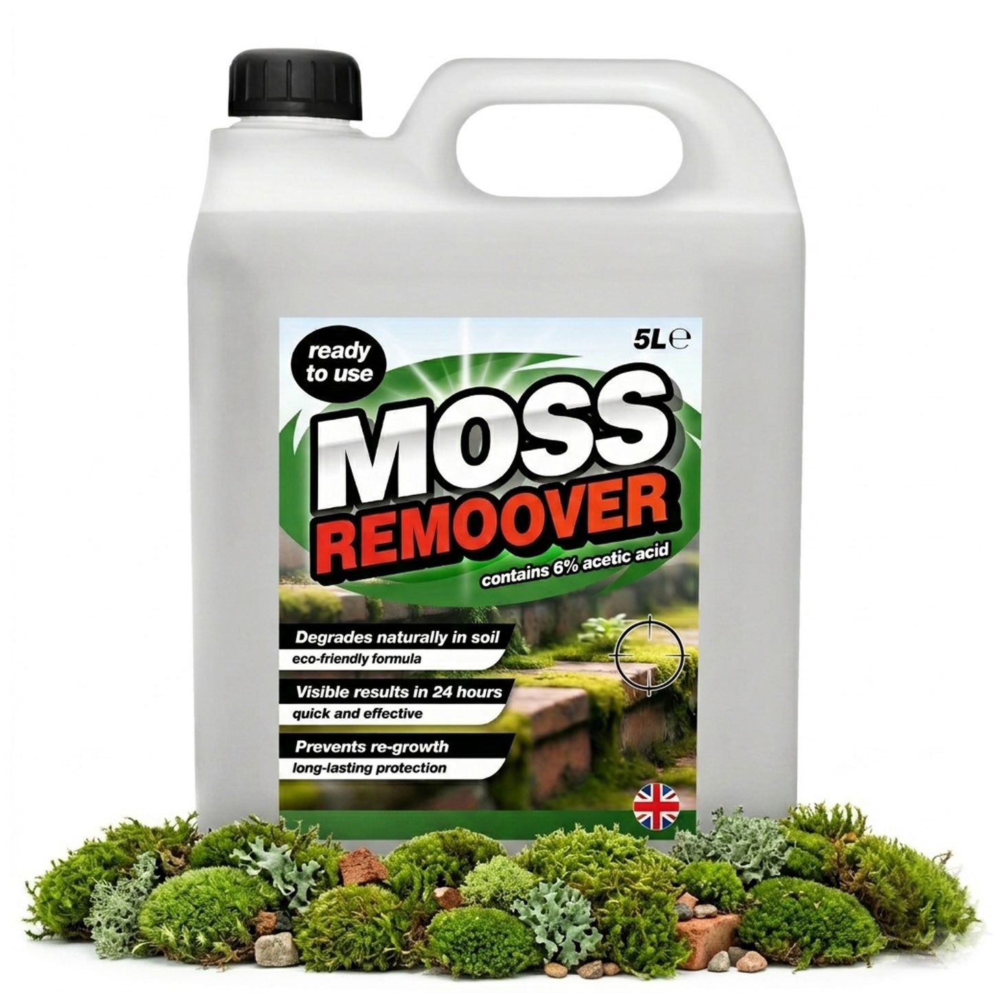 5L Moss Remover Fast Acting Powerful Formula Removes Moss, Algae & Mildew