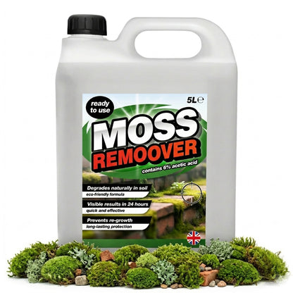 5L Moss Remover Fast Acting Powerful Formula Removes Moss, Algae & Mildew