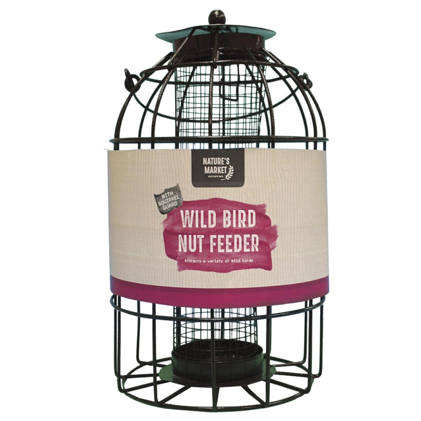 Metal Hanging Fat Ball, Nut & Seed Feeder With Bird Cage