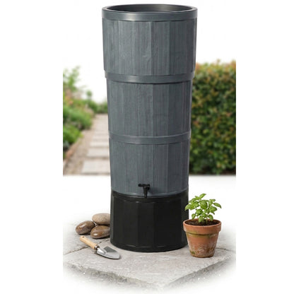 XL 150L Oak Wood Effect Water Butts With Stand, Tap, Rain Diverter & Lid