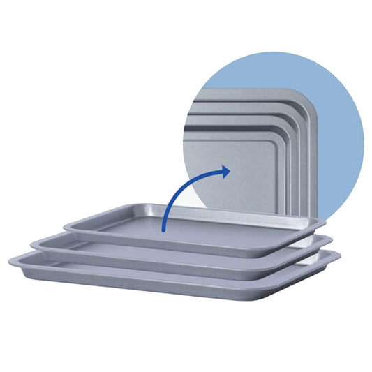 3 Pack Essentials Non-Stick Baking Oven Tray Set 35cm, 31cm & 28cm