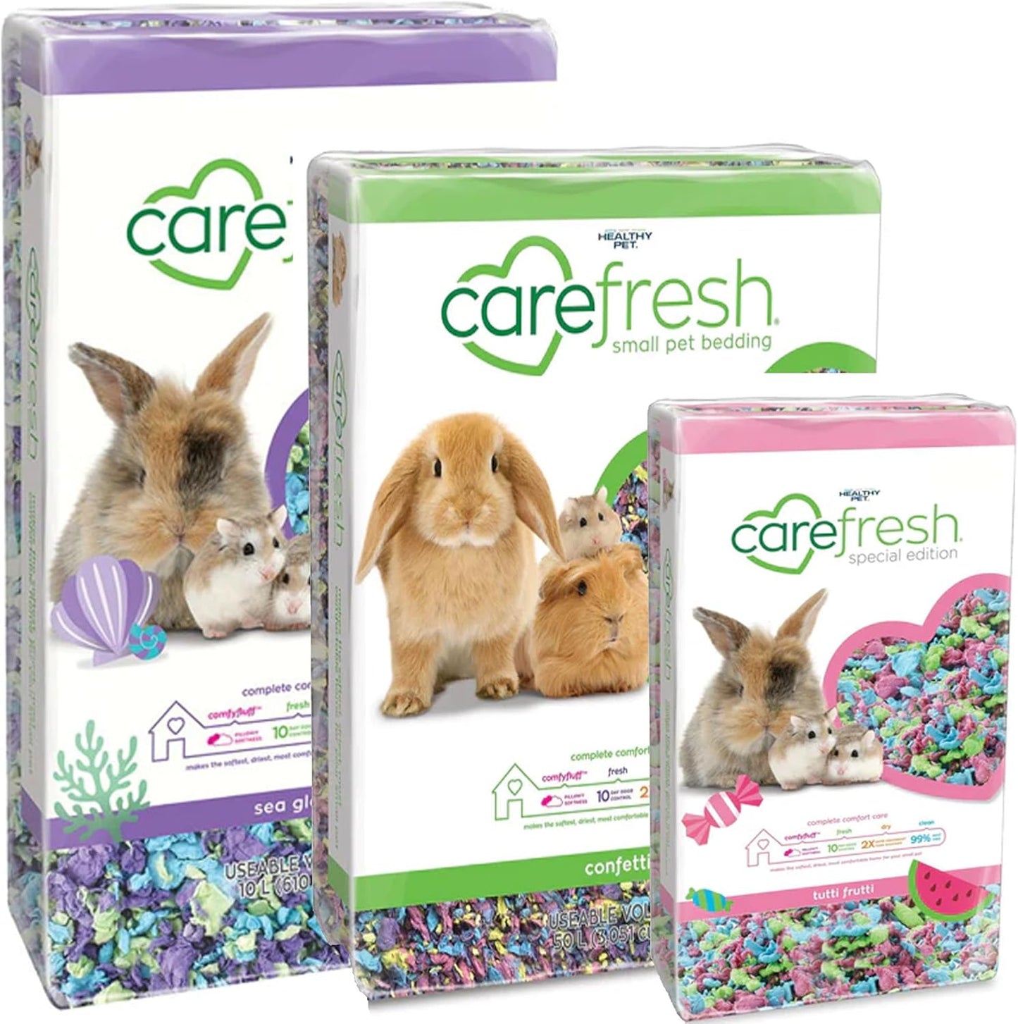 10 Litre Small Pet Bedding Dust-Free Confetti, Sea Glass, Tutti Frutti Natural Paper Pet Bedding With Odour Control