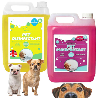 5L Pet Disinfectant Fresh Bubble Gum or Lemon Deodoriser Removes Unwanted Stains