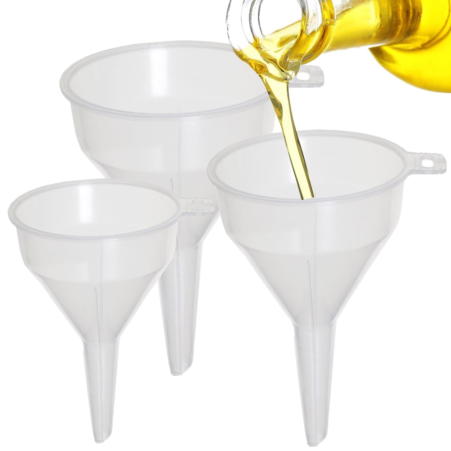 Transparent Home Kitchen Funnel 3 Sizes Food Grade Plastic For Filling Bottles