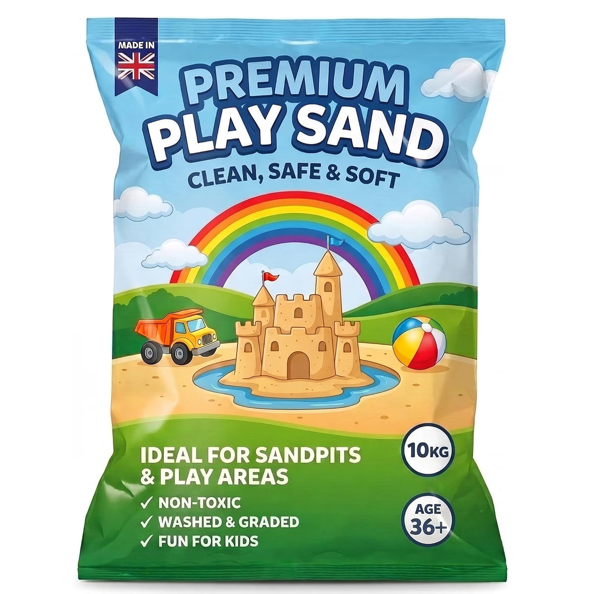 10kg Clean, Fine & Soft Kids Play Sand for Sandpits, Trays & Tables
