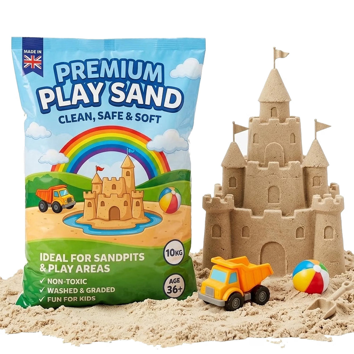 10kg Clean, Fine & Soft Kids Play Sand for Sandpits, Trays & Tables