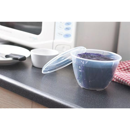 Clear Plastic Steam Pudding Bowls Space Saving With Sealable Clip On Lids