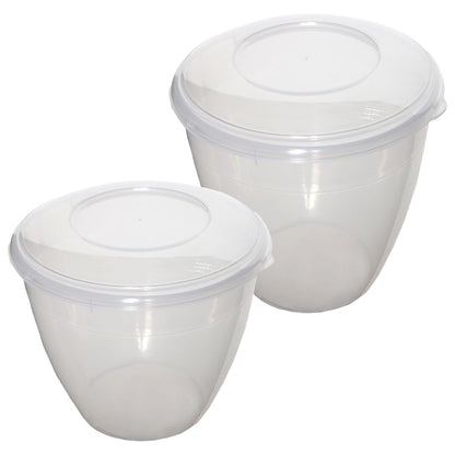 Clear Plastic Steam Pudding Bowls Space Saving With Sealable Clip On Lids