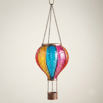 Rainbow Glass Effect Hot Air Balloon Solar Powered Hanging Lanterns