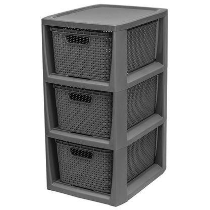 3,4 Or 5 Cream & Grey Stylish Rattan Effect Storage Tower Commode Baskets