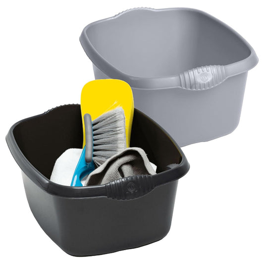 Black & Silver Rectangular Washing Up Bowl Ideal For Washing Dishes