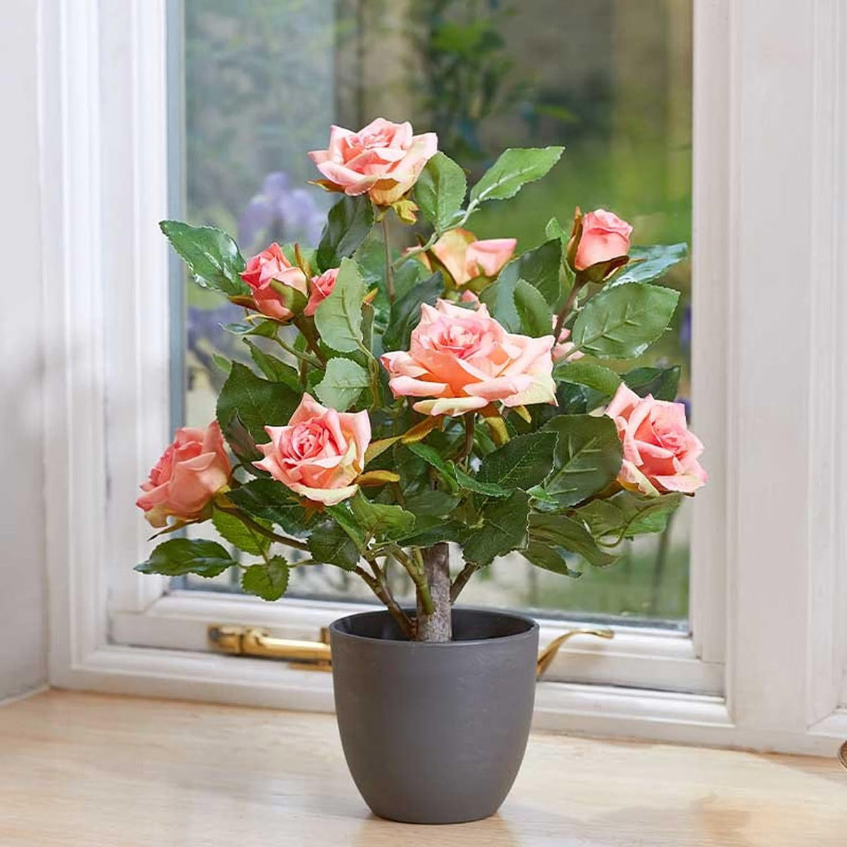 Regents 40cm Potted Artificial Roses in Ruby Red, Perfect Pink & Pure White