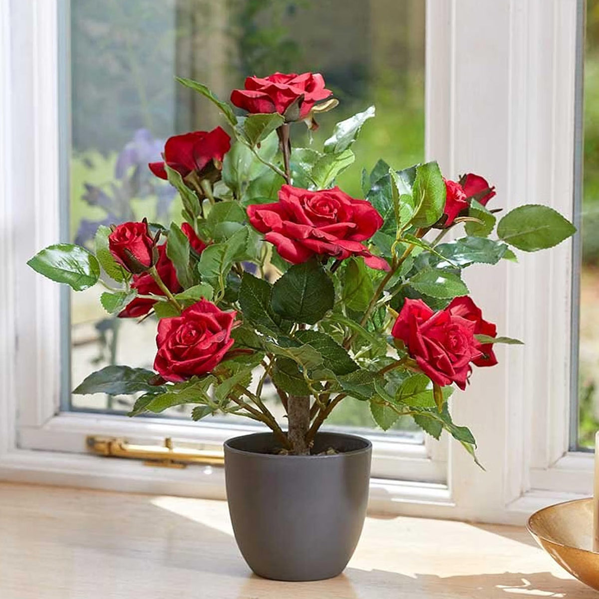 Regents 40cm Potted Artificial Roses in Ruby Red, Perfect Pink & Pure White