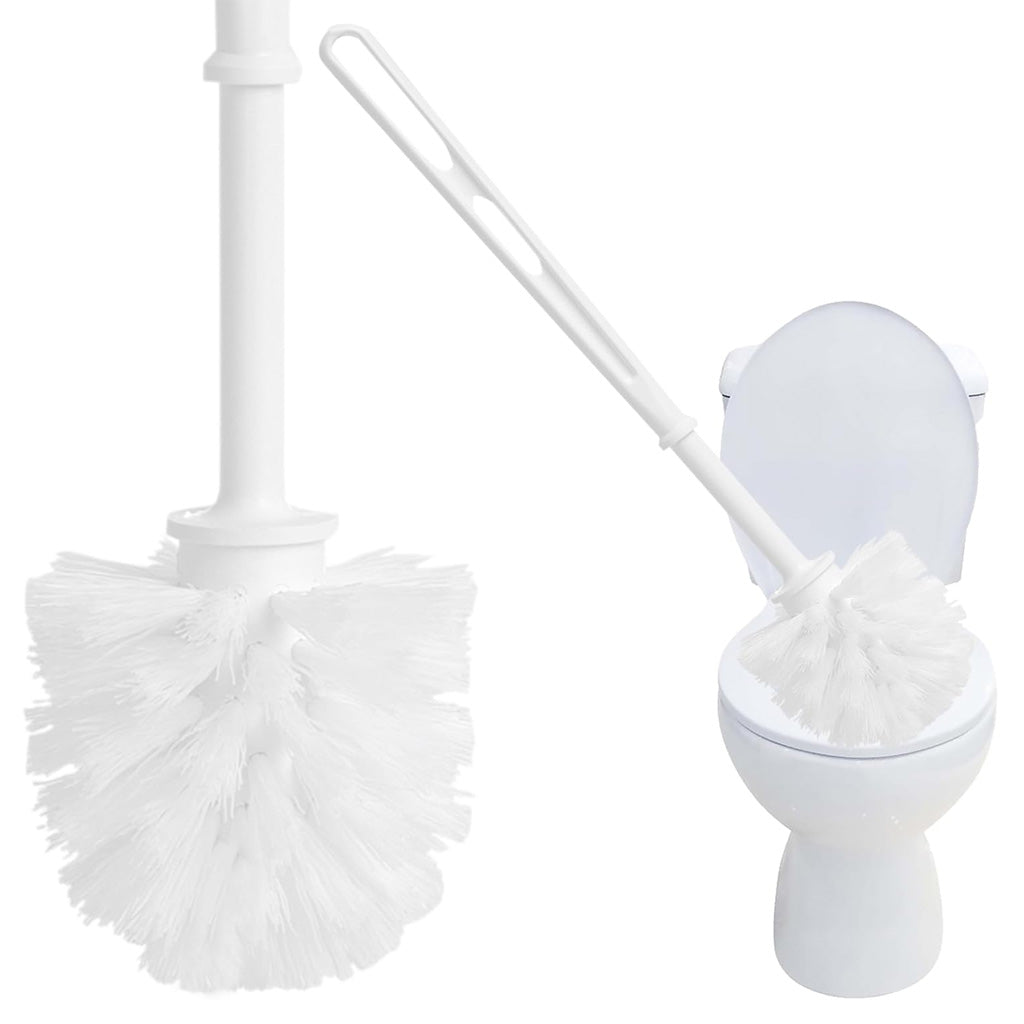 White Toilet Replacement Brush With Strong Plastic Handle & Deep Cleaner Bristles