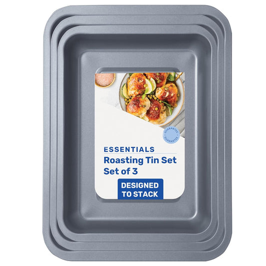 3 Piece (35cm, 31cm & 28cm) Stackable Roasting Tray Set