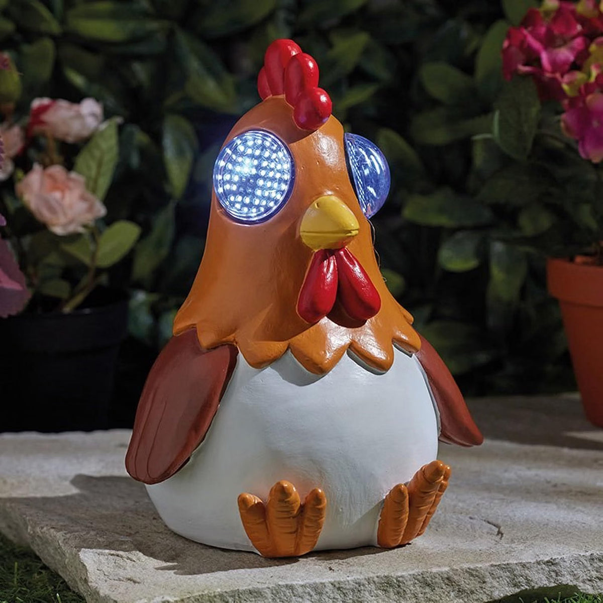 Blinking Solar Cockerel Garden Statue - Animated LED Rooster Ornament