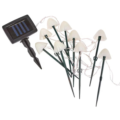 Solar Mushroom Pathway Stake Lights - Multi Function Warm White Pearl Caps