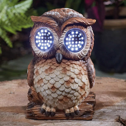 Blinking Solar Owl Garden Statue - 18.5cm Wildlife LED Outdoor Ornament